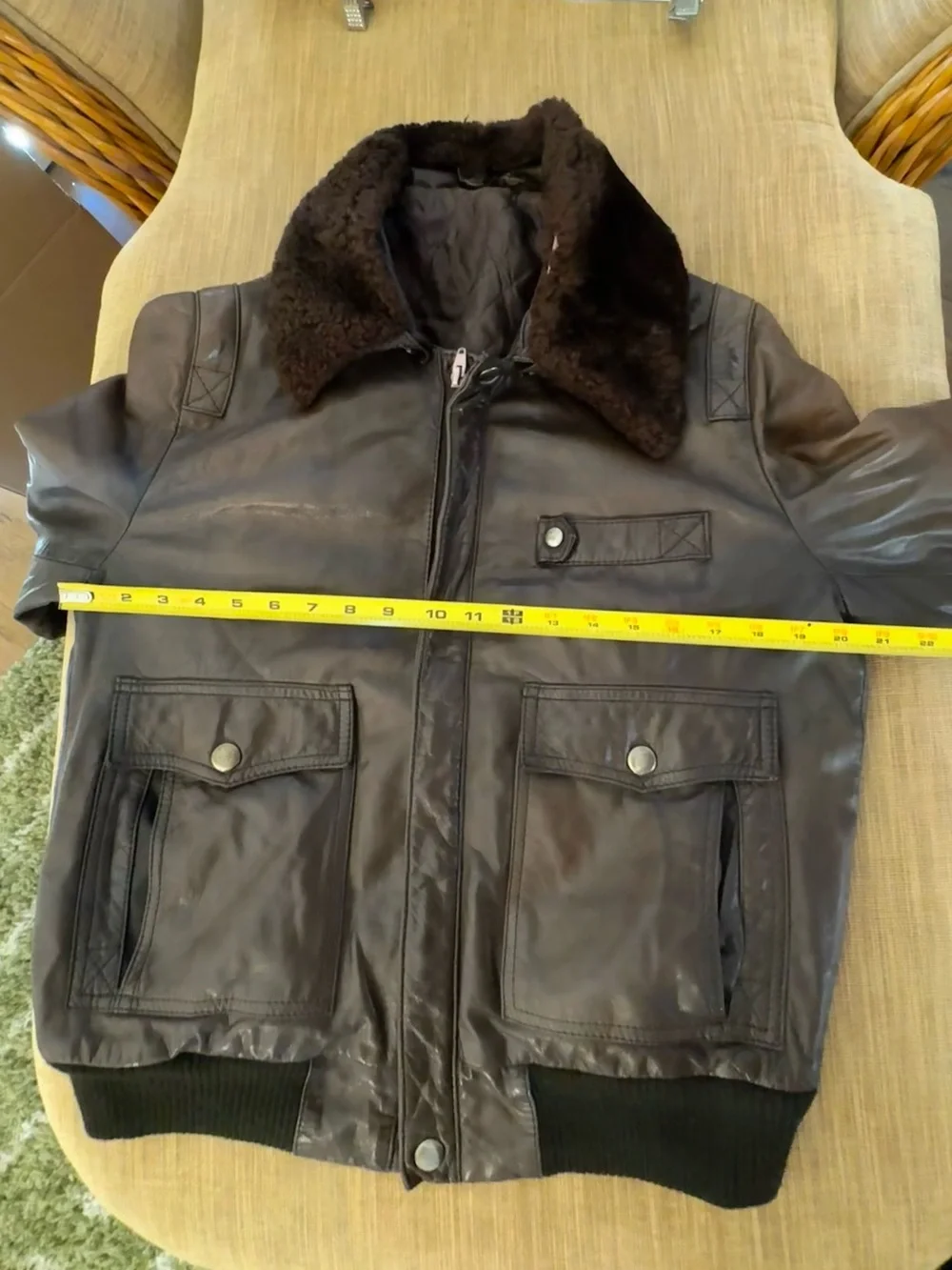 Vintage 1990s Europa Sport Brown Leather Bomber Jacket